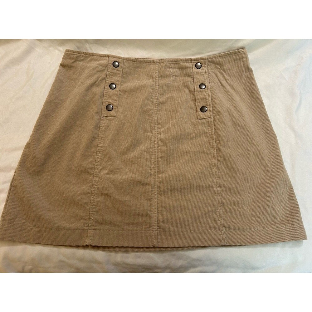 Hippie Rose Women's XL Beige Corduroy Cotton Mini Skirt, Zip Closure, Button